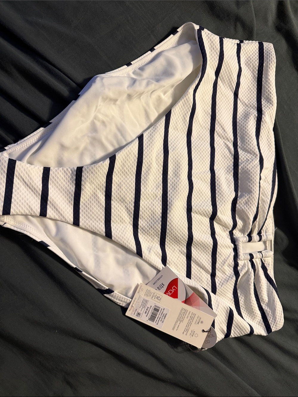 CALIA by Carrie Underwood White and Navy Striped One-Piece Swimsuit